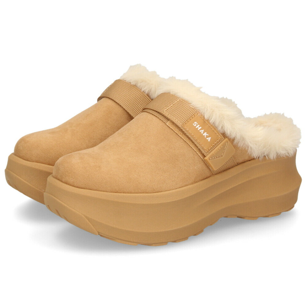 シャカ サボ サンダル レディース 黒 厚底 スナッグ ボア ミュール