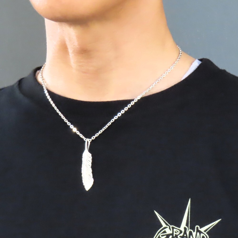 フェザーネックレス シルバー925 【刻印無料】 フェザー 羽 羽根