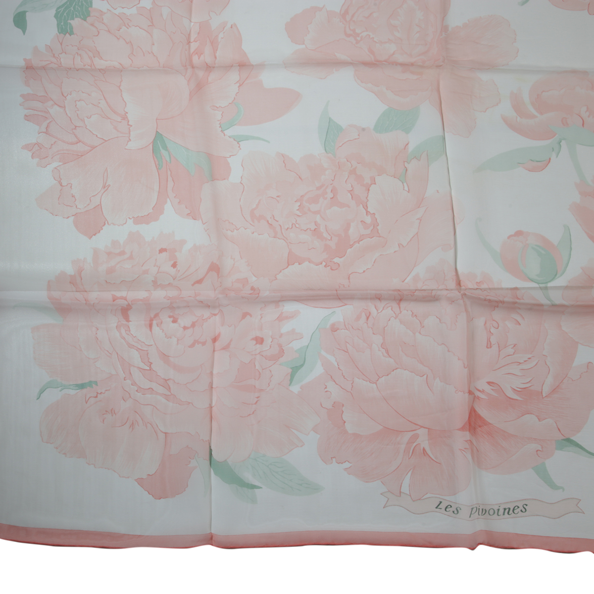 Unused ( Rank NS ) HERMÈS Carre 90 Les Pivoines scarf Pink Silk