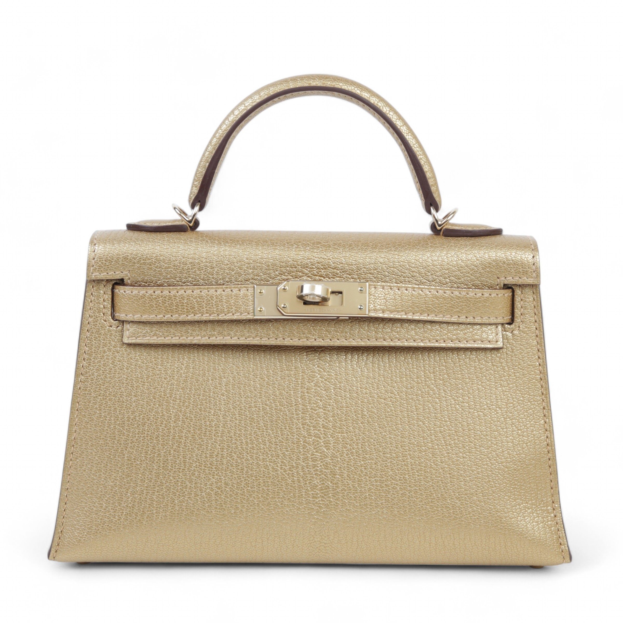 Brand New ( Rank N ) HERMÈS Mini Kelly II Vert Yucca (A8) Ostrich