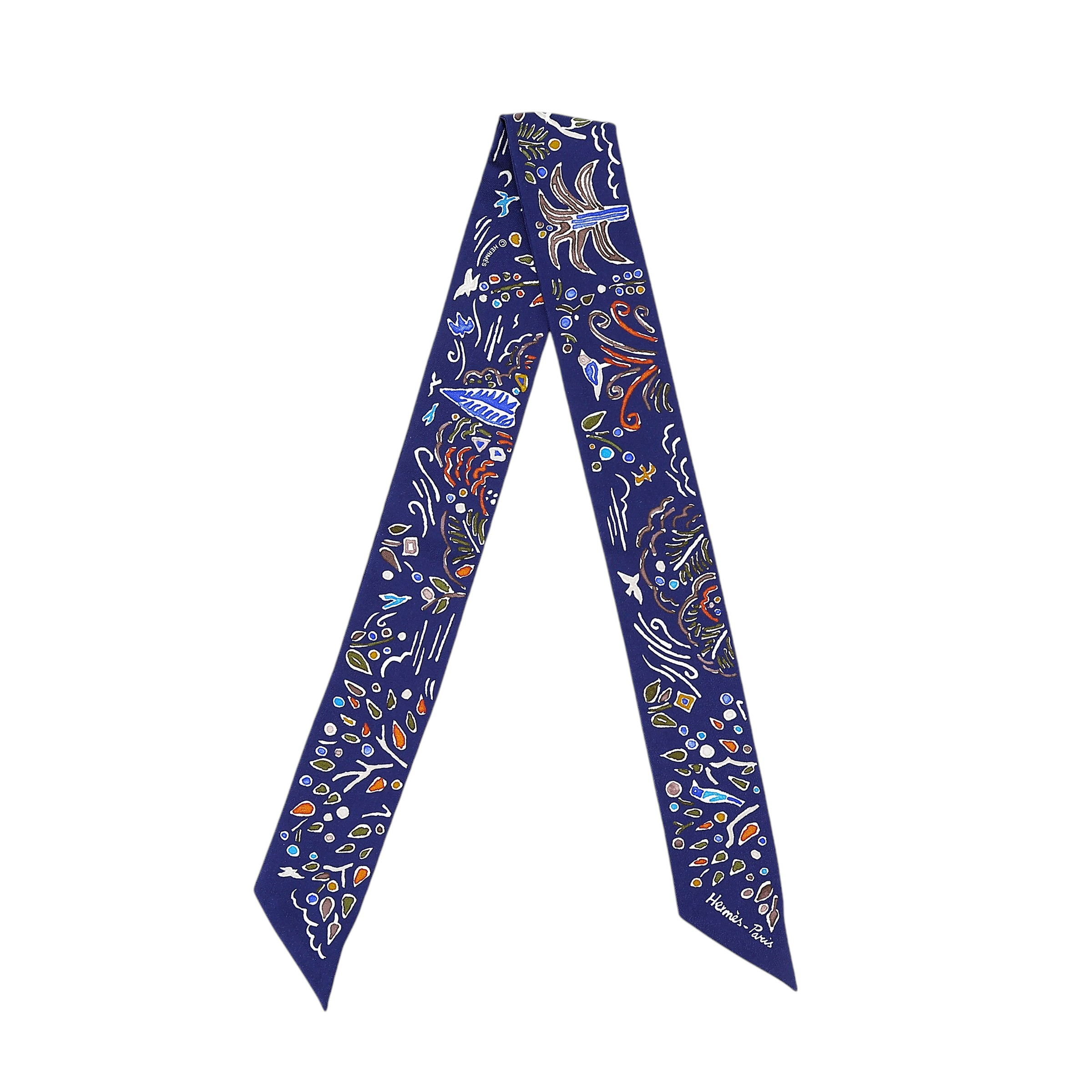 ランク N 新品 HERMÈS エルメス ツイリー 春の島 パープル ブルー