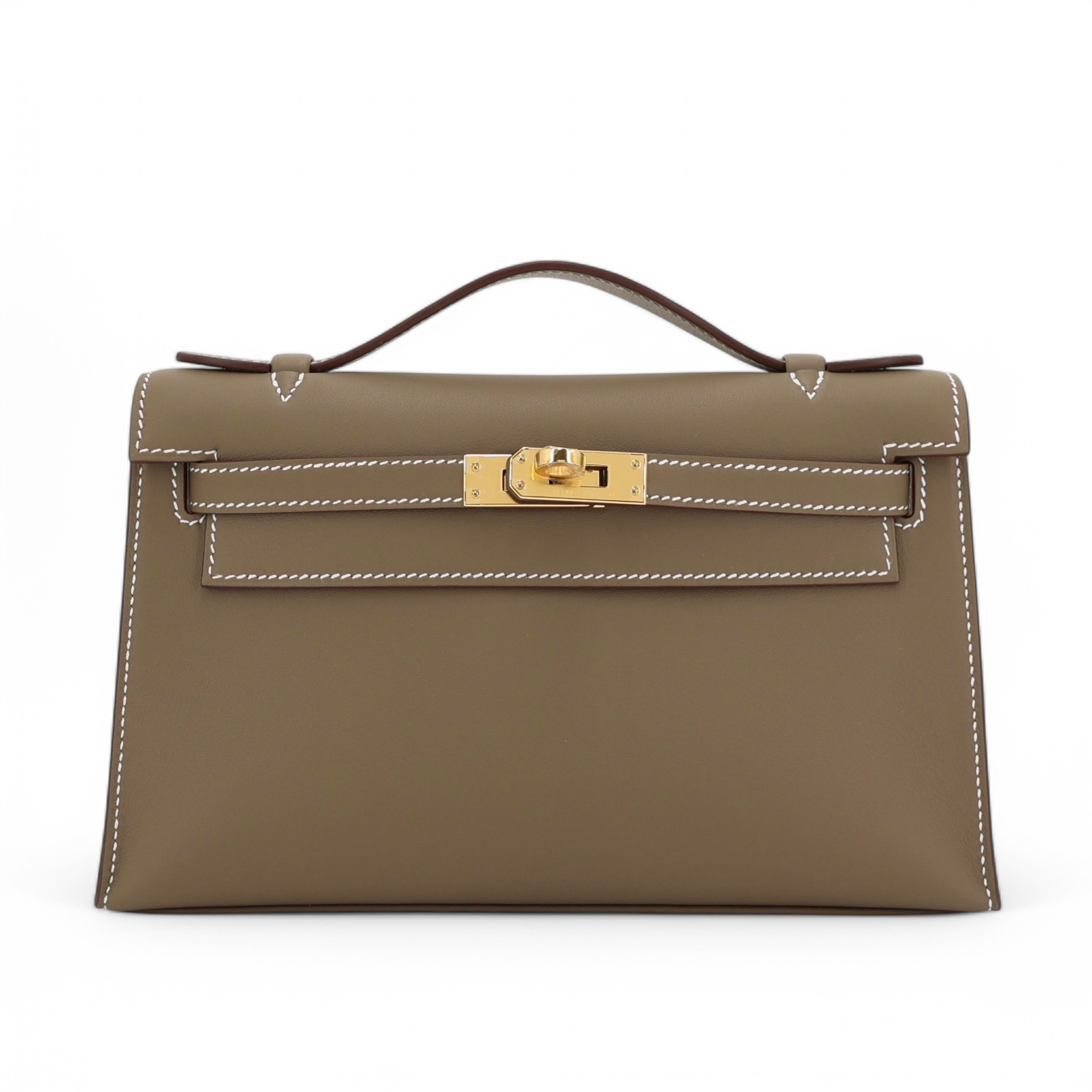 ランク N 新品 HERMÈS エルメス ポシェットケリー エトゥープ (18