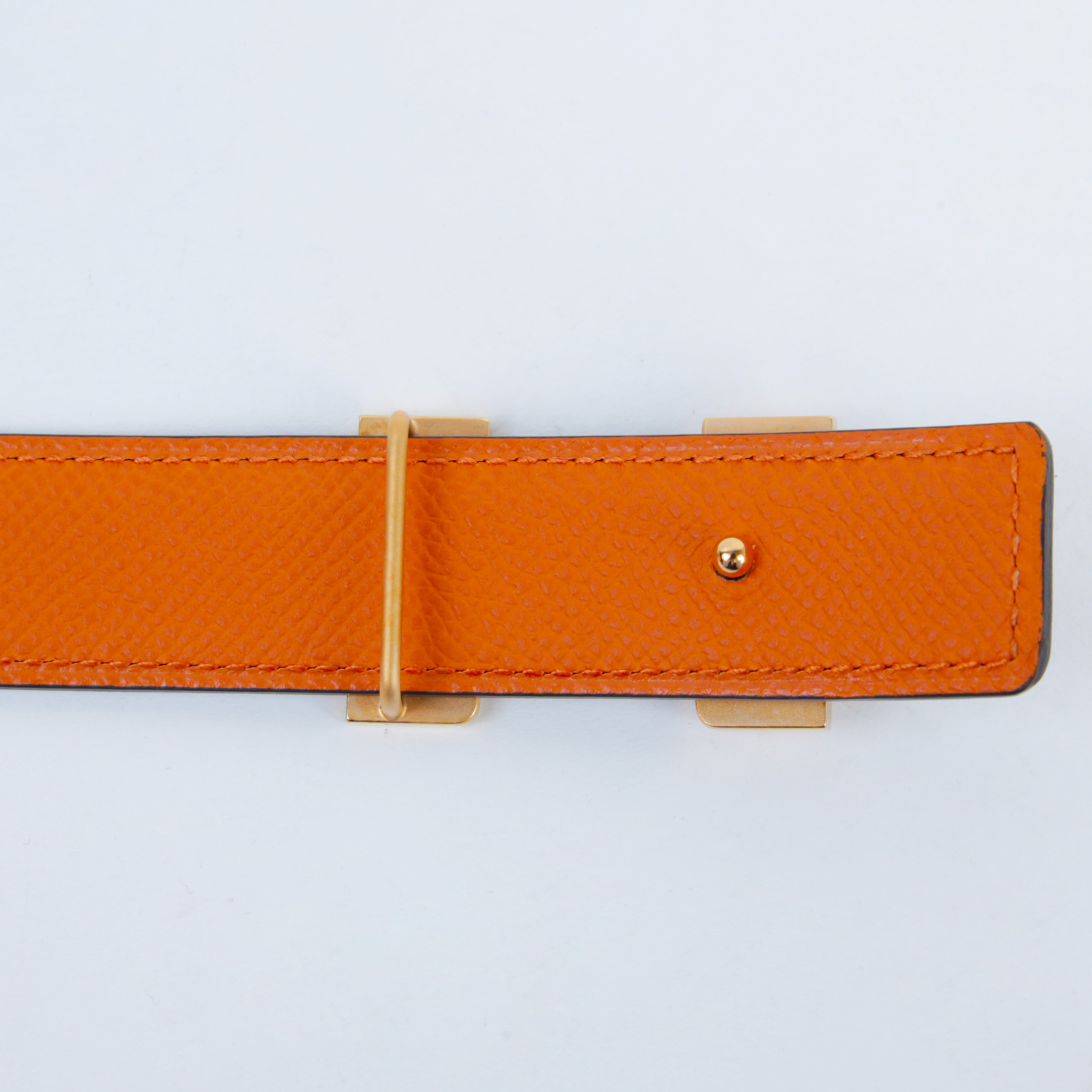 ランク SA HERMÈS エルメス Hベルト オレンジ ブラック (89) エプソン