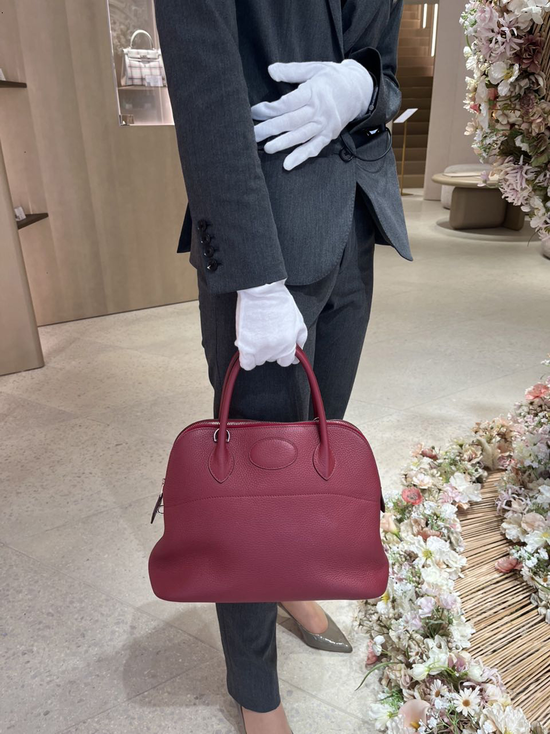 ランク A HERMÈS エルメス ボリード31 ルビー トリヨン シルバー金具