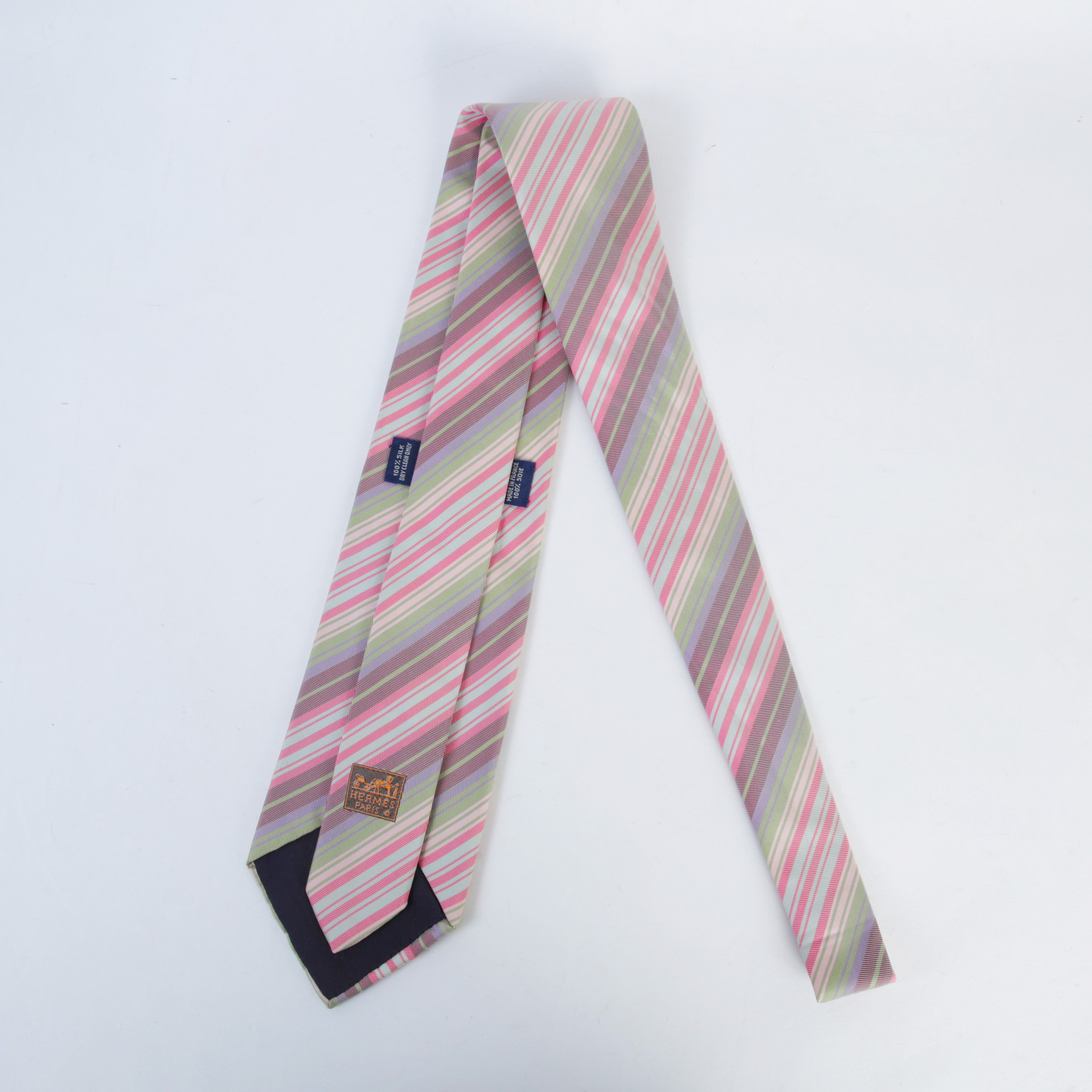 ランク A HERMÈS エルメス ネクタイ ピンク グリーン シルク - GINZA