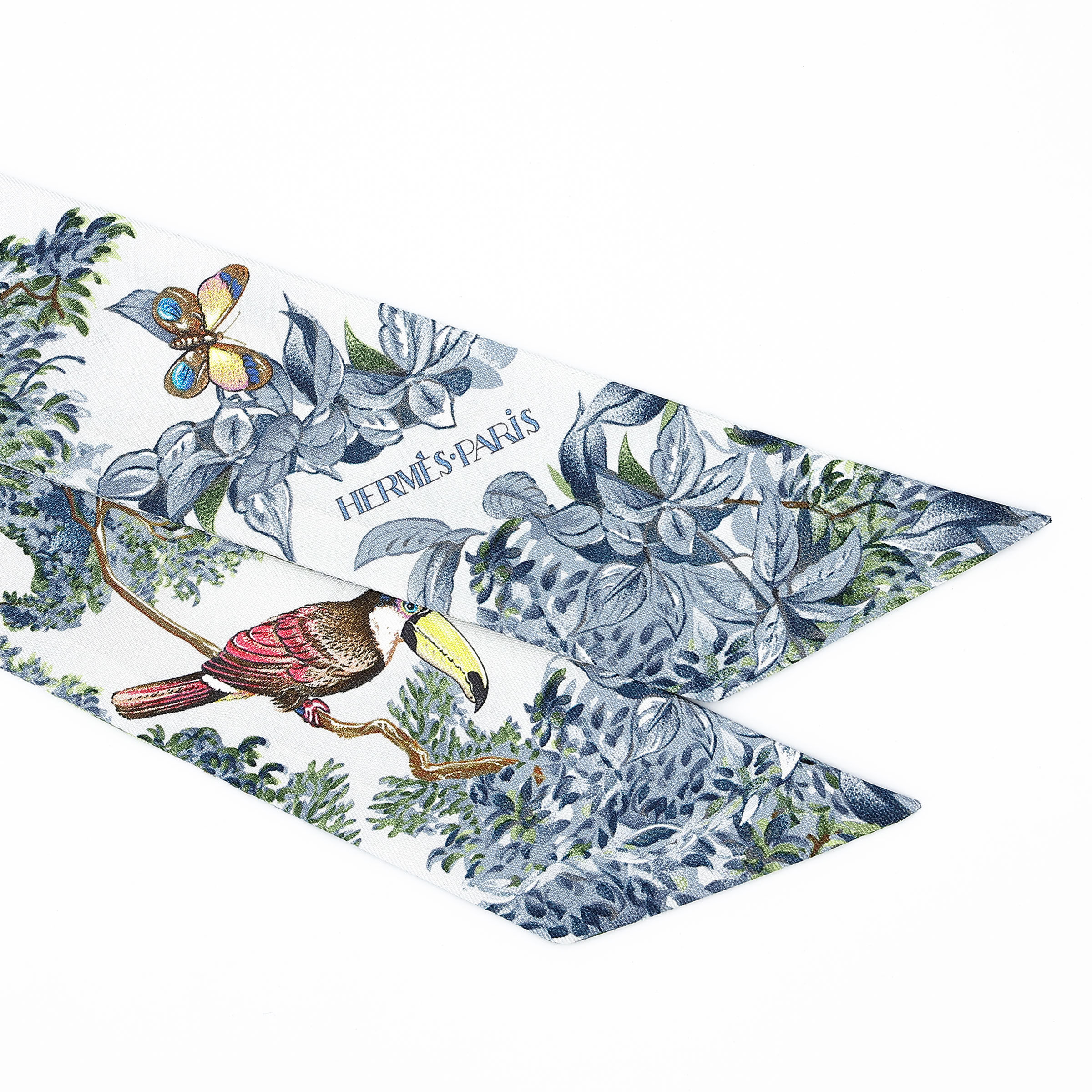 ランク N 新品 HERMÈS エルメス ツイリー 赤道直下 ブルー シルク