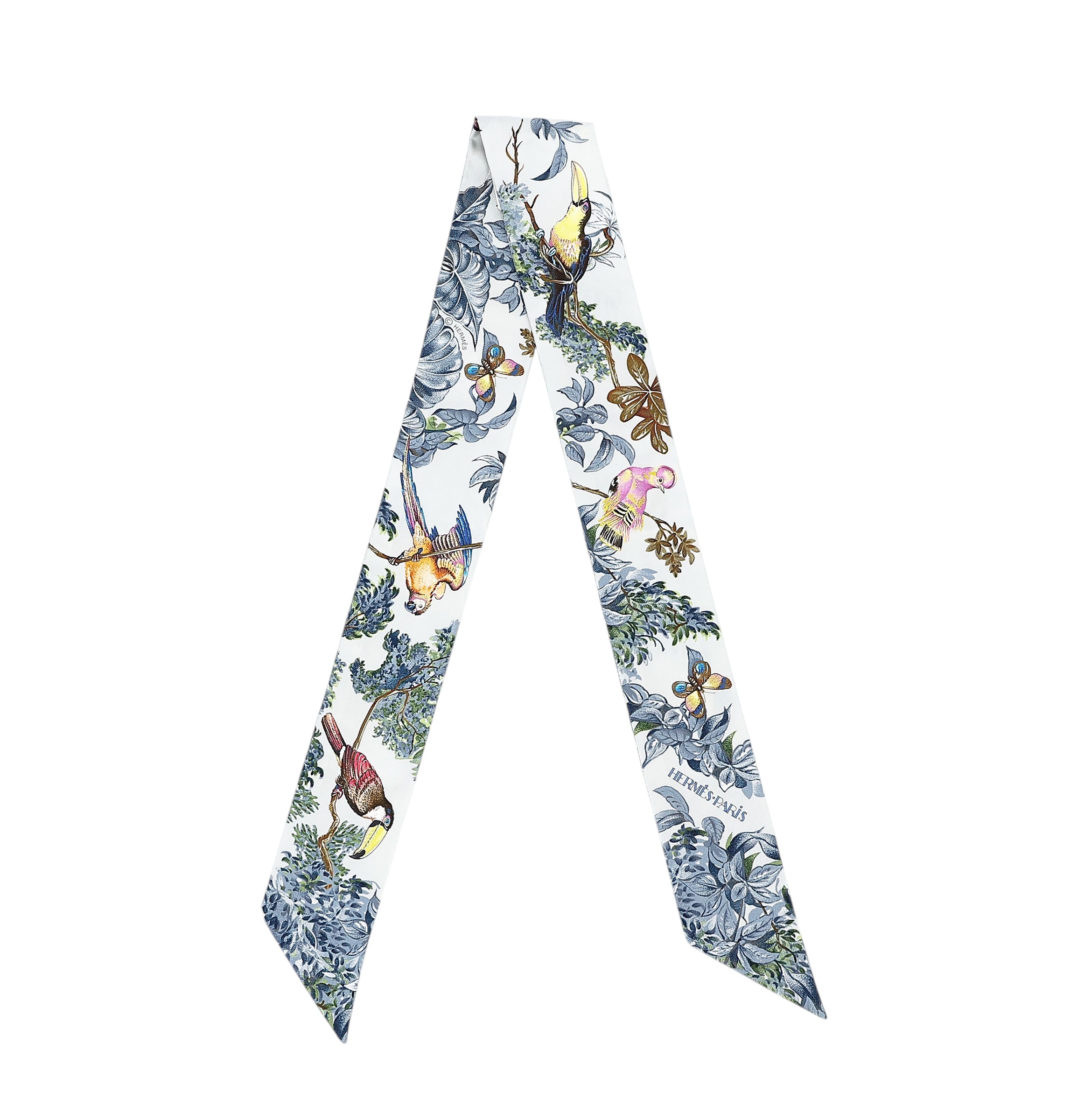 ランク N 新品 HERMÈS エルメス ツイリー 赤道直下 ブルー シルク