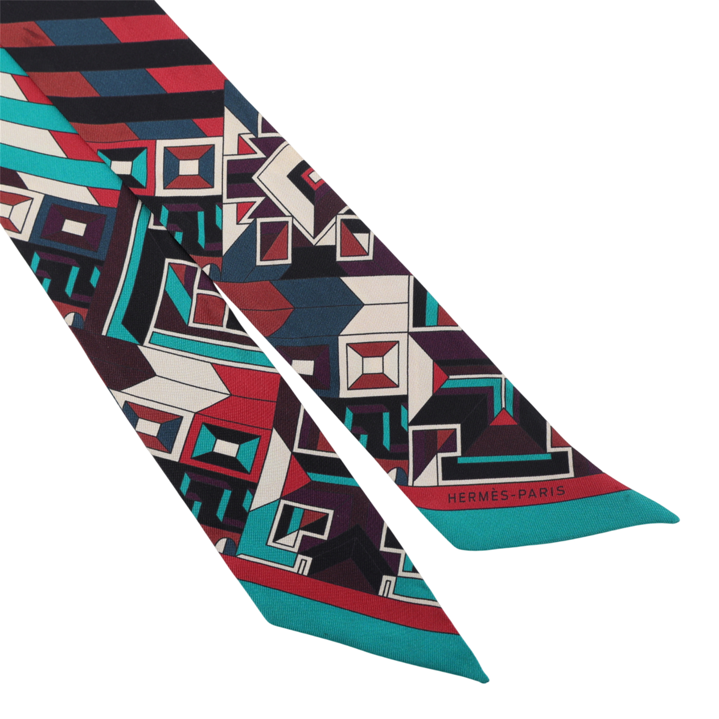 ランク A HERMÈS エルメス ツイリー アリアドネの糸 レッド ブルー