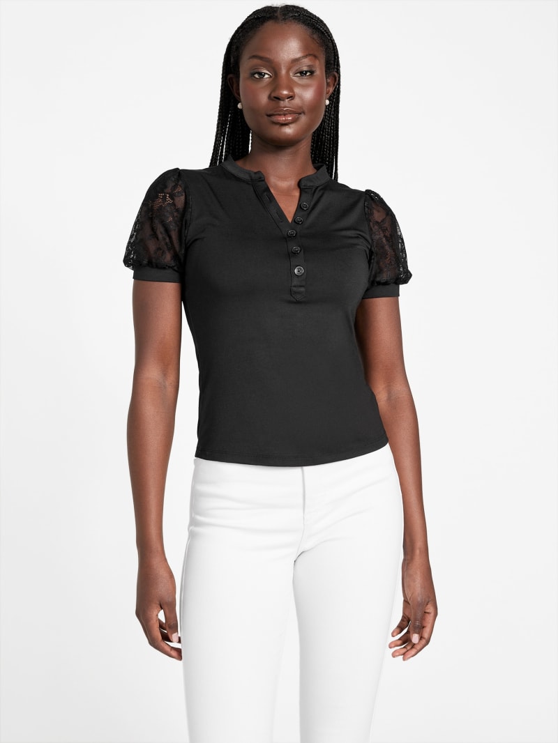 Stacy Lace Sleeve Top | GUESS Factory