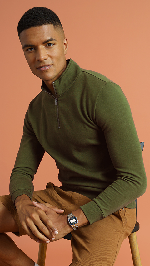 Men Constant Sweatshirt Online - Crust Olive | DaMENSCH