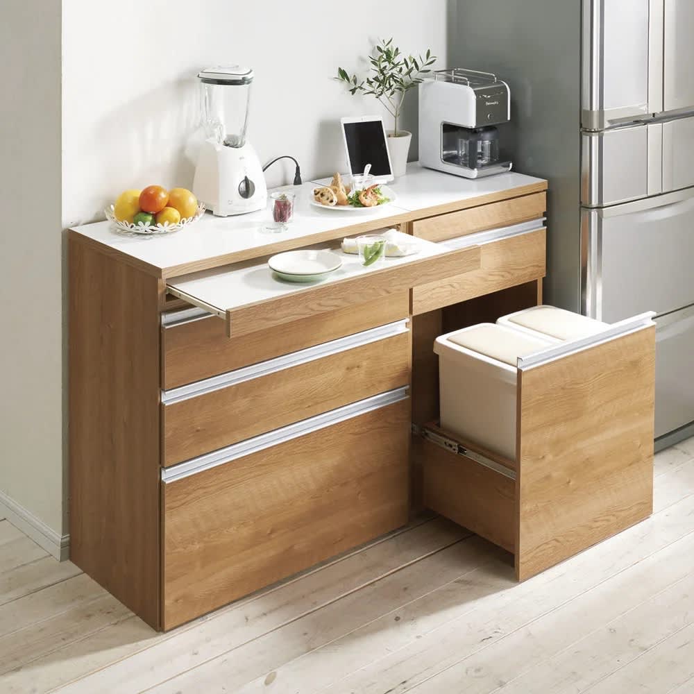 組立不要 スライドテーブル付きキッチン収納 引き出し 幅76cm 通販