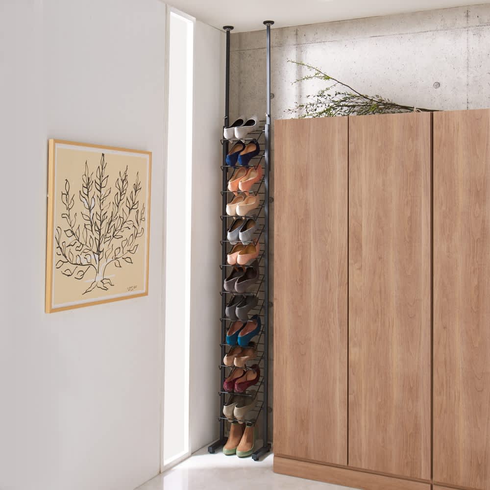 ブルックリン風 突っ張りシューズラック3列 幅72cm 通販 - ディノス