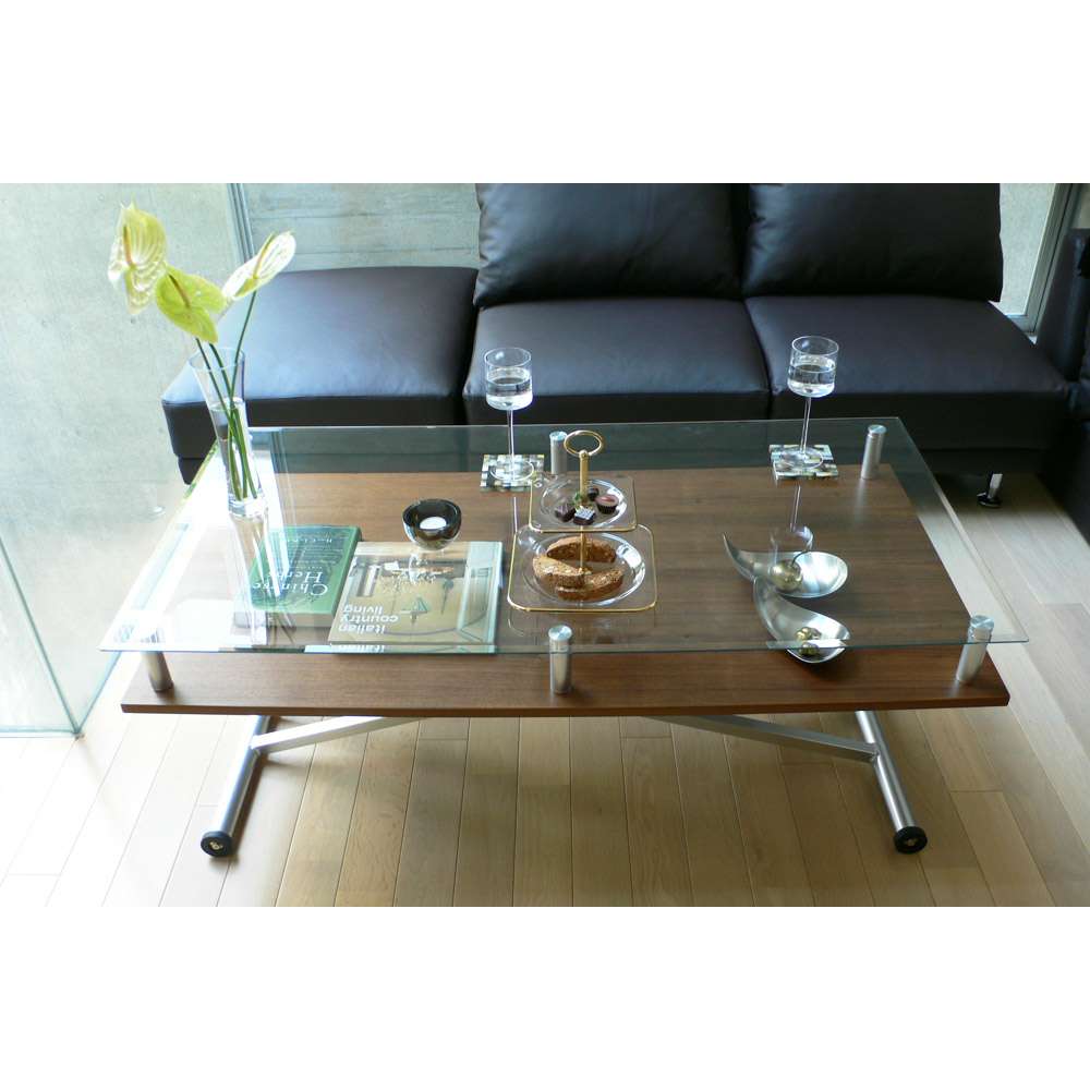 飛散防止フィルム貼りガラス 二重天板昇降式リフティングテーブル 幅