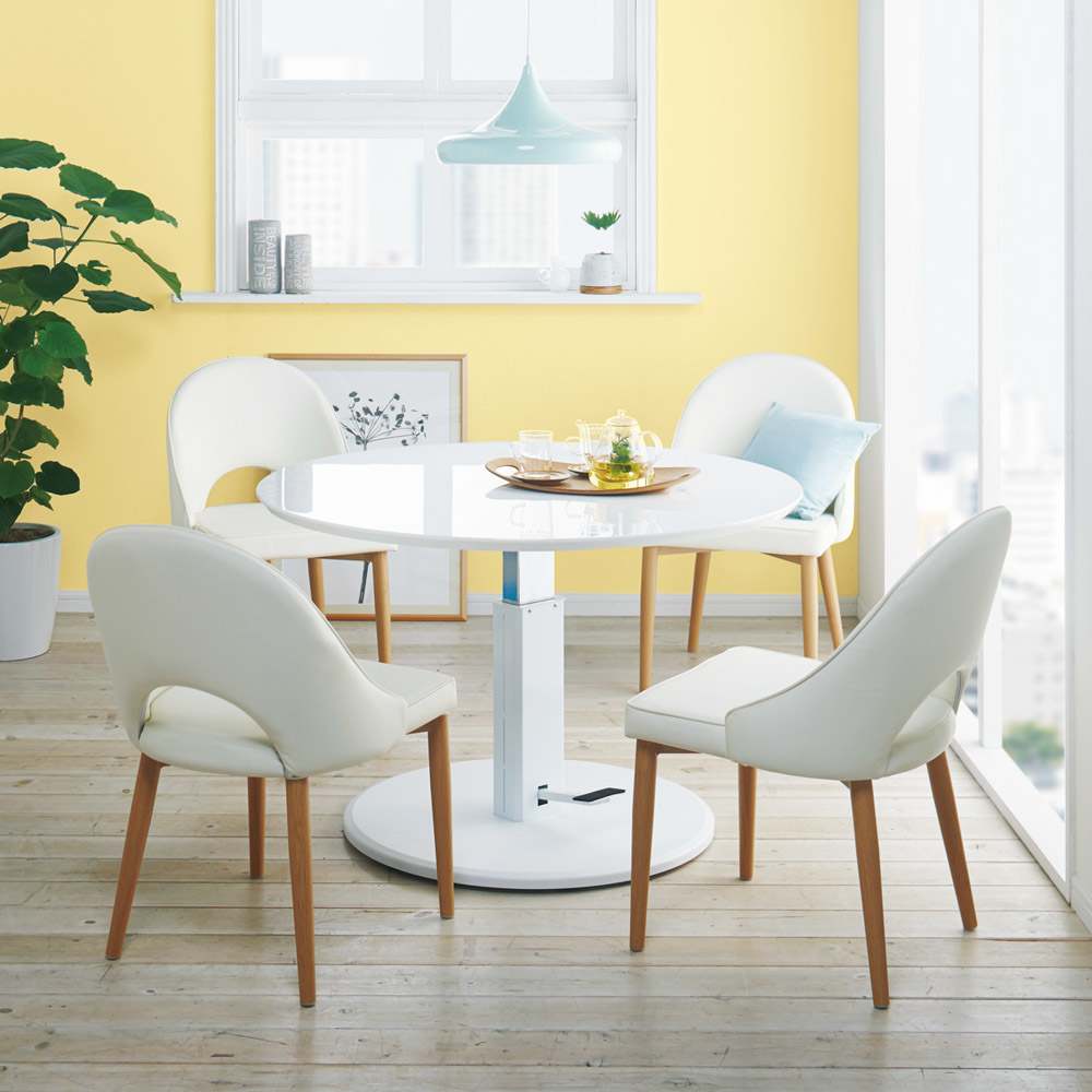 高さ自由自在 カフェスタイルダイニング 丸形昇降テーブル 径90cm