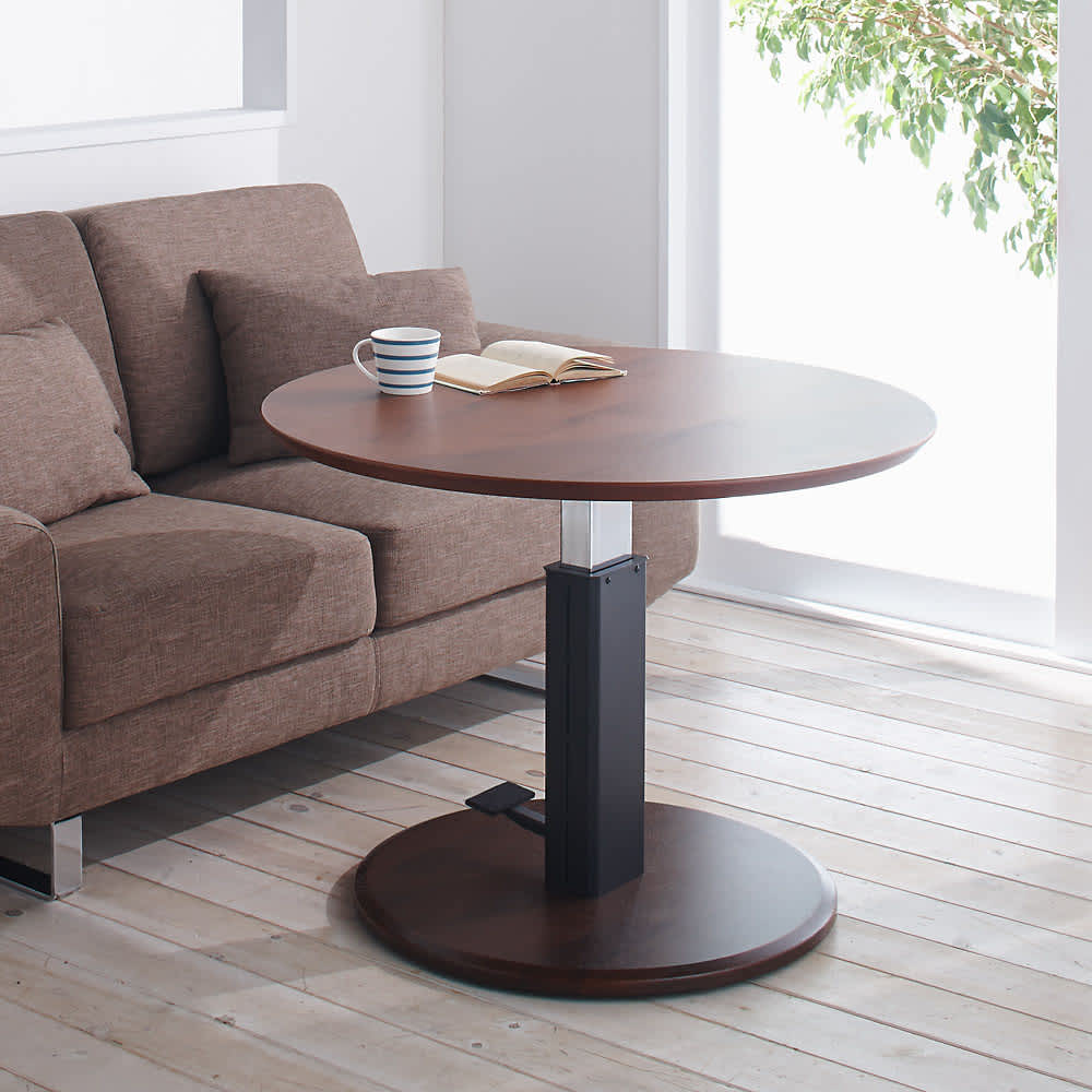 高さ自由自在 カフェスタイルダイニング 丸形昇降テーブル 径90cm