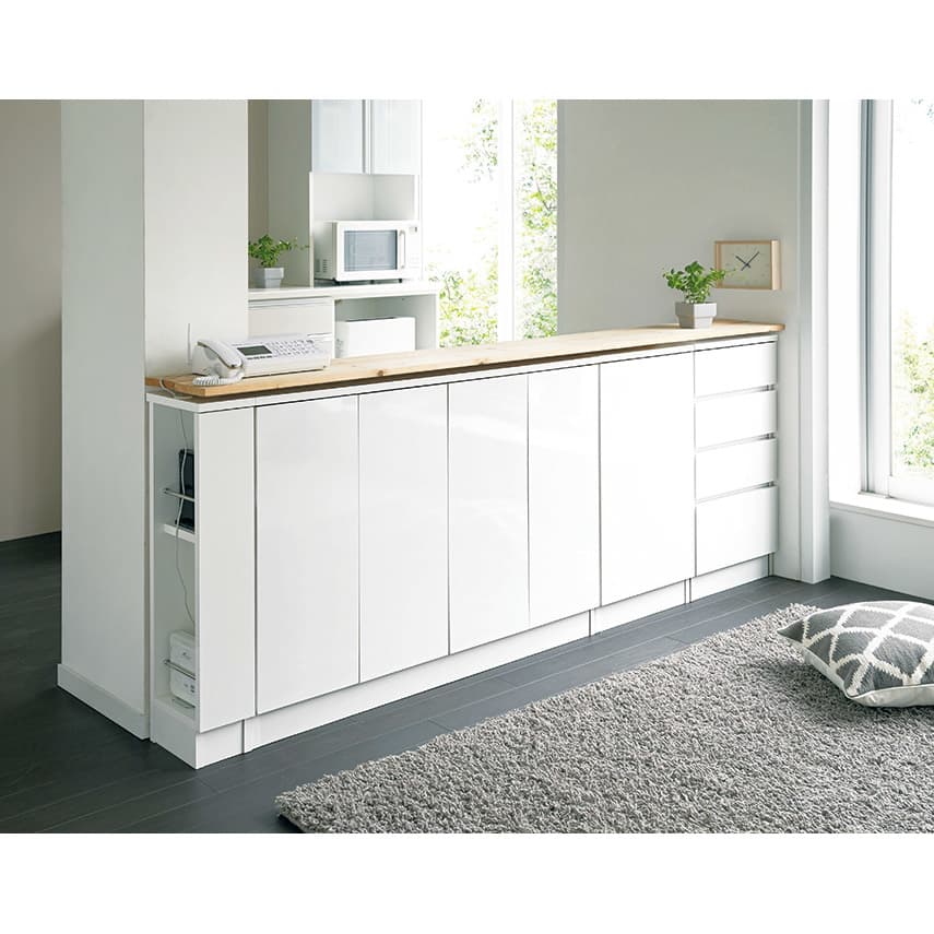 配線すっきりカウンター下収納庫 3枚扉 《幅90cm・奥行25cm・高さ60