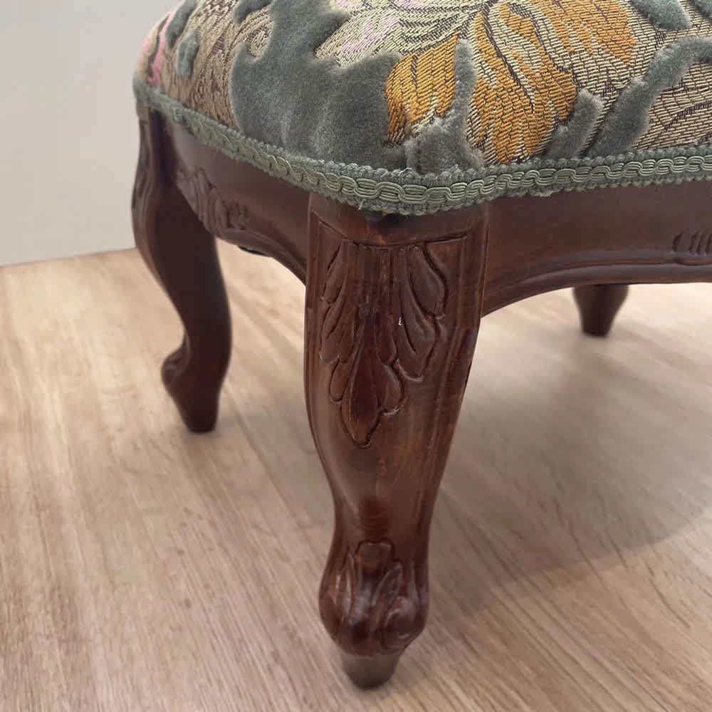 イタリア製 金華山織り張り クラシックフットスツールII（足置き