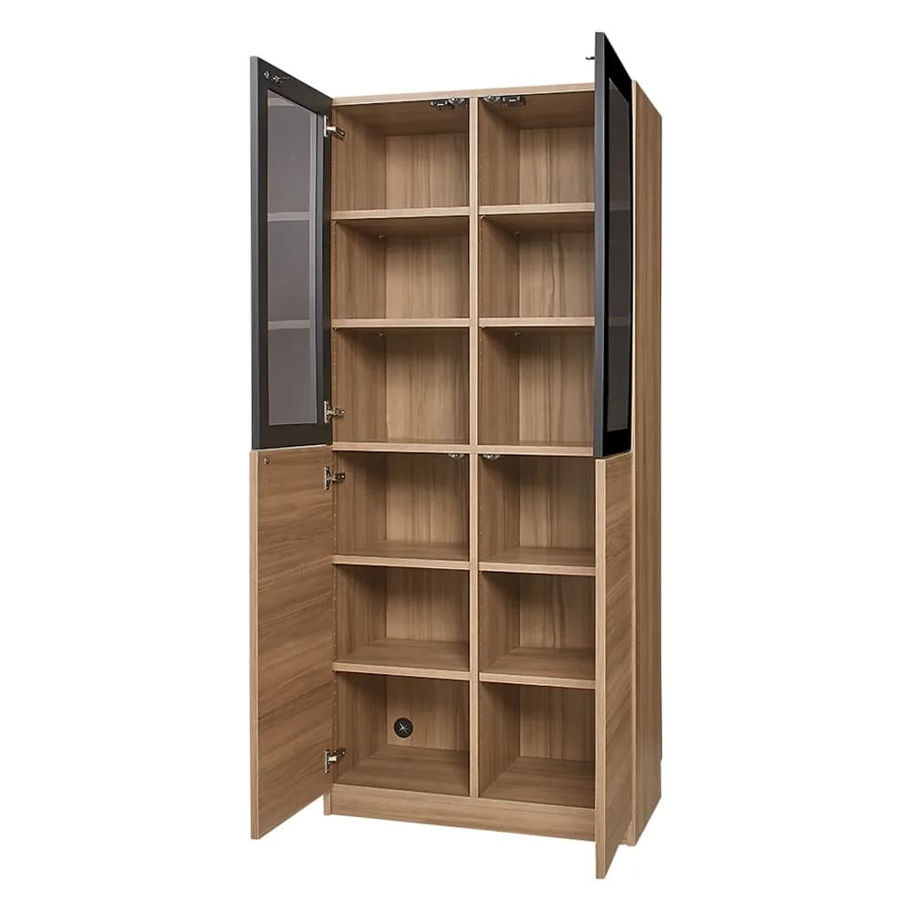 コーナーまで有効に使える幅・高さぴったり本棚 上ポリカ扉・下扉