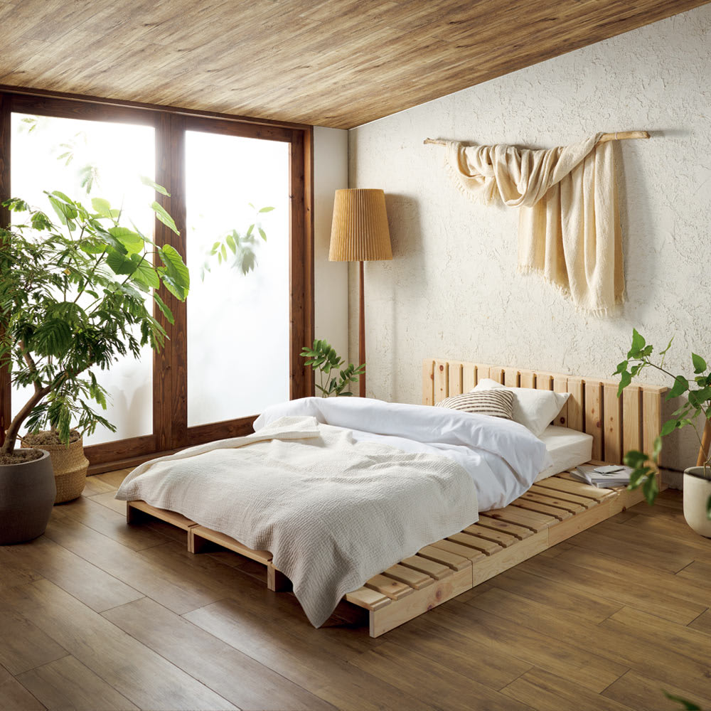 MADE IN JAPAN 自由に並べて使える国産ひのきパレットベッド 幅50cm8枚