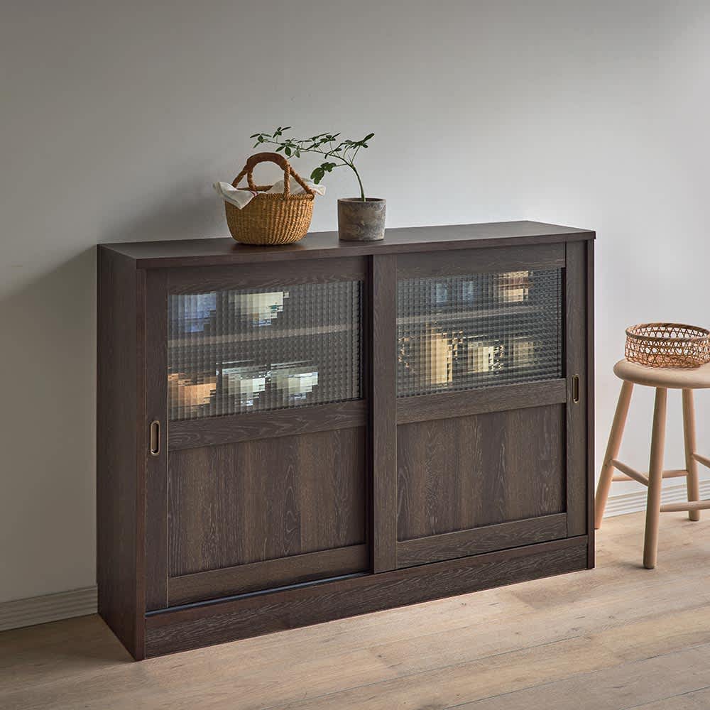 レトロ収納シリーズ モザイクガラス引戸 幅120cm 通販 - ディノス