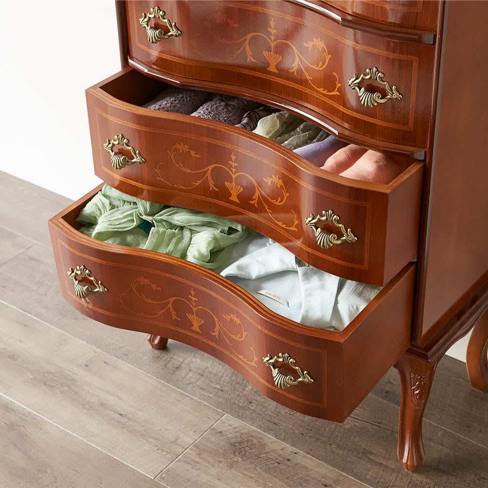 イタリア製 猫脚 象がんシリーズ チェスト4段 幅58cm 通販 - ディノス