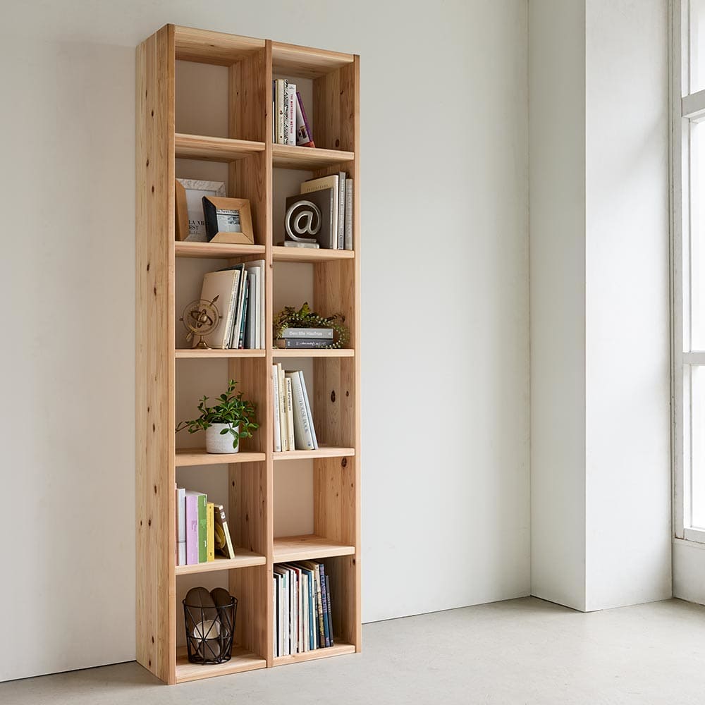 国産杉シェルフ 横2列×縦6段（幅75.5cm高さ220cm） 通販 - ディノス