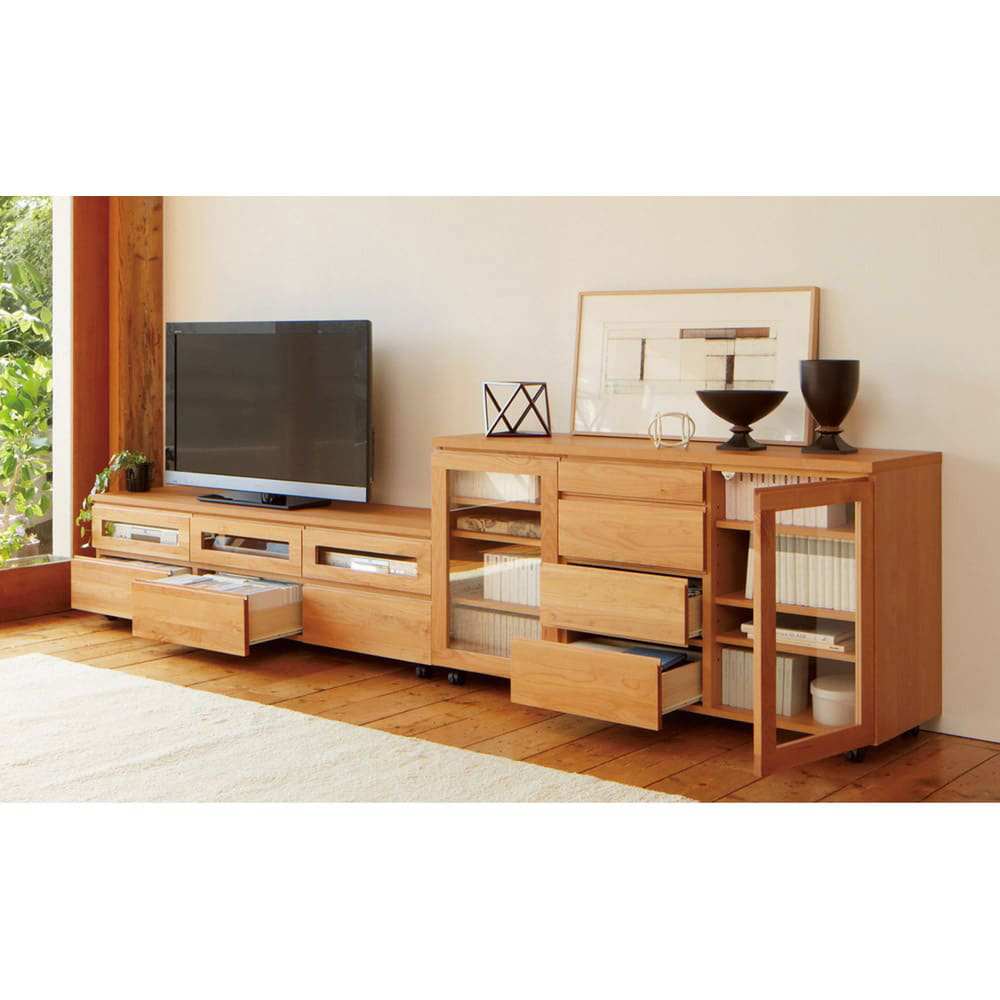 アルダー天然木テレビ台 幅159高さ46cm キャスター付き 通販 - ディノス
