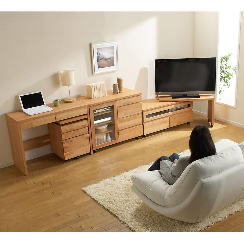 アルダー天然木テレビ台 幅159高さ46cm キャスター付き 通販 - ディノス