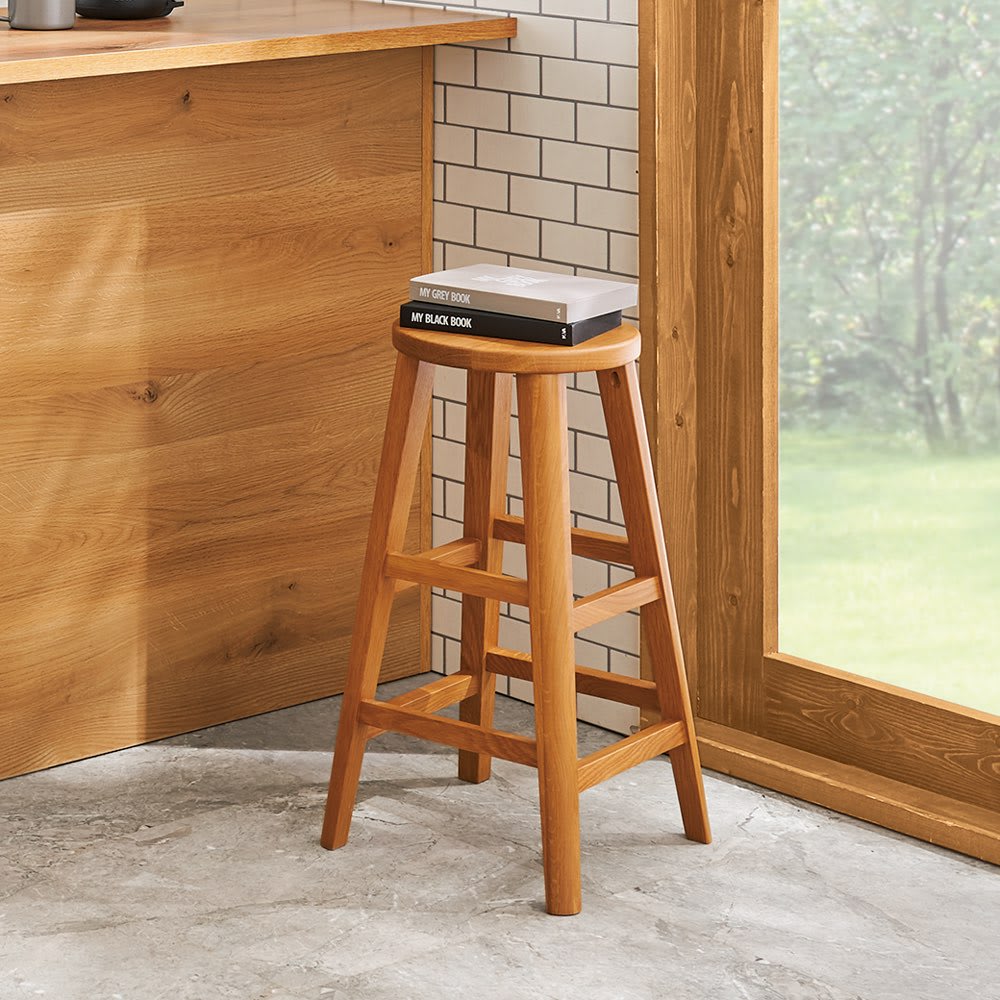 高さと形が選べる天然木スツール ハイ（高さ60cm） 丸型 通販 - ディノス