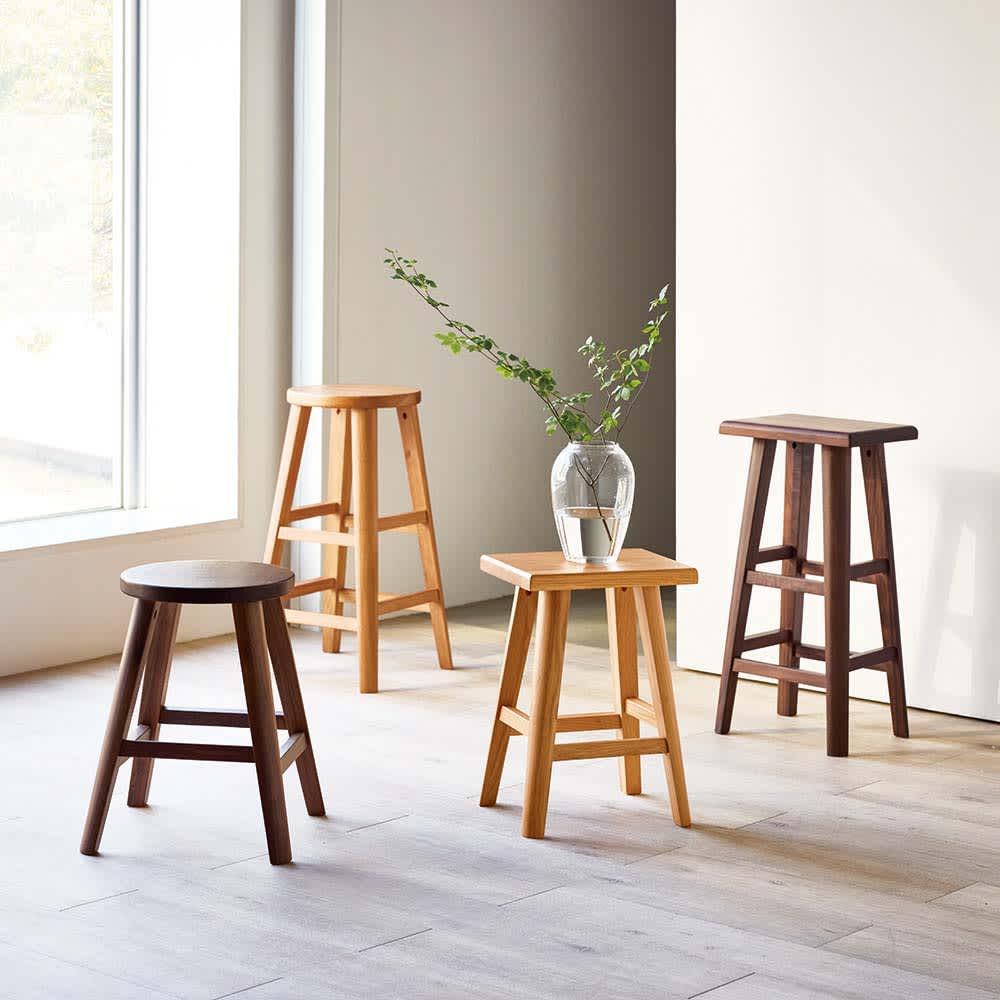 高さと形が選べる天然木スツール ハイ（高さ60cm） 角型 通販 - ディノス