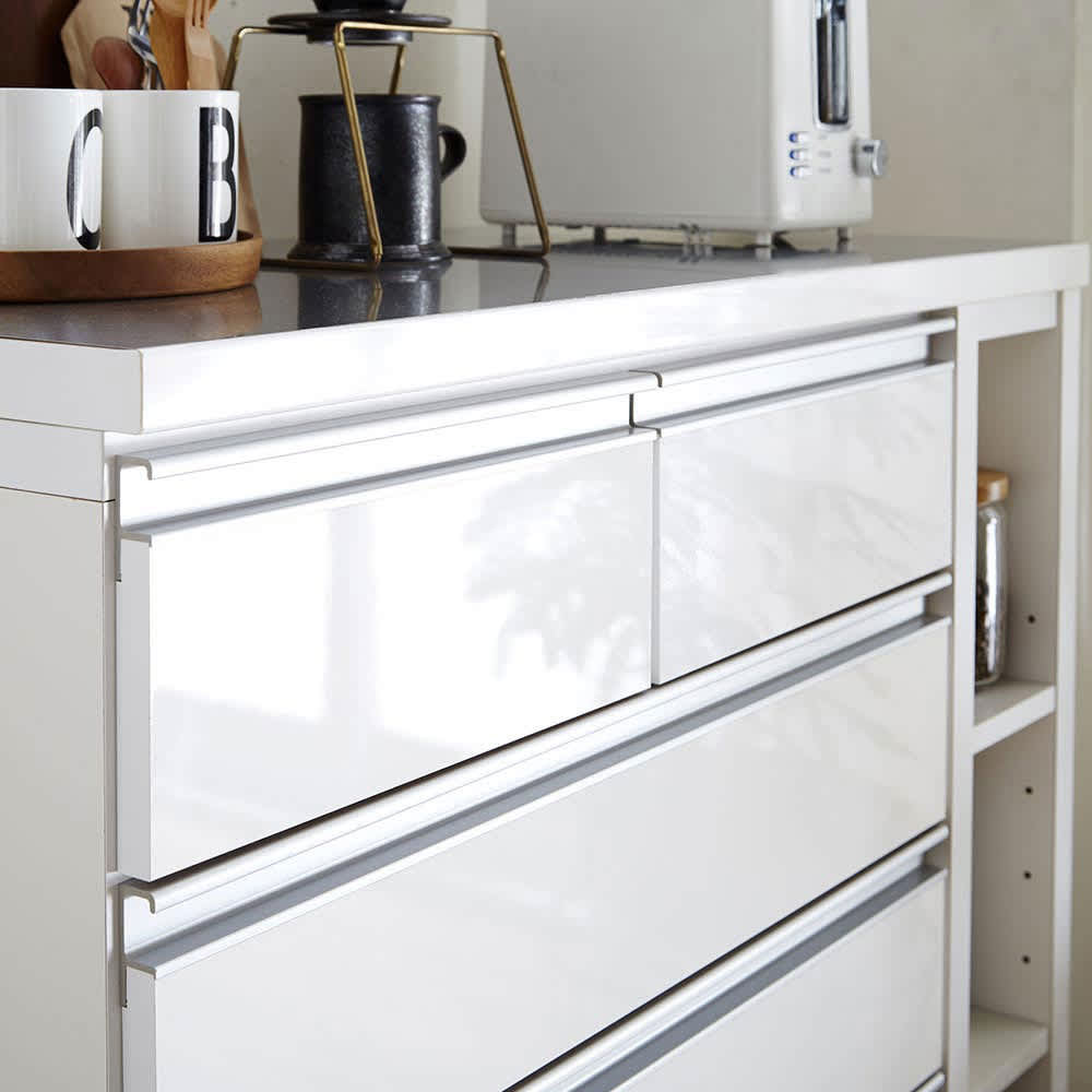 幅調節可能！スライド伸長式カウンター 幅91～126cm 引き出しタイプ