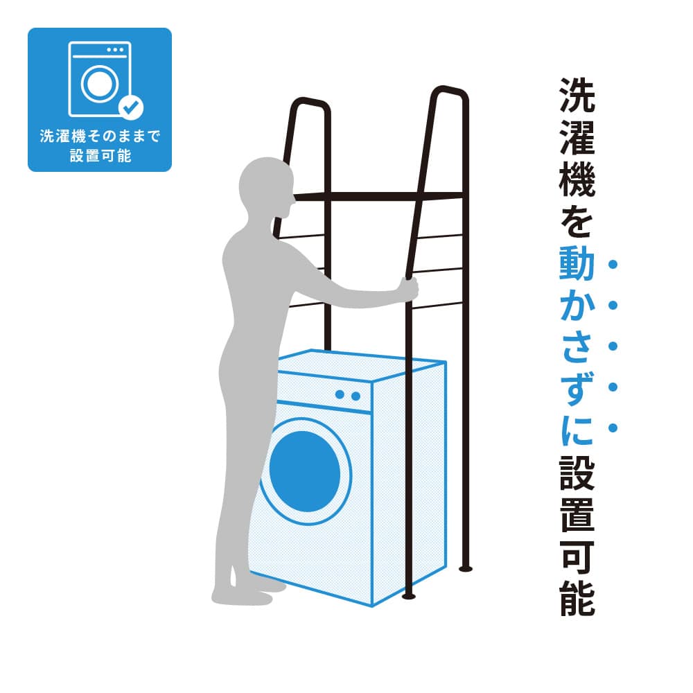 天井が低くても置けるカフェスタイルランドリーラック 棚2段 高さ143