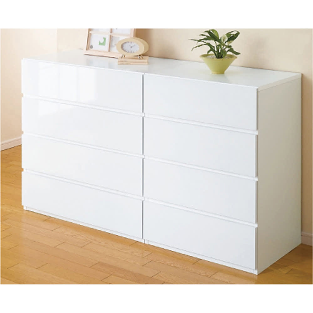 奥行46cmキャスター付きツヤツヤチェスト 幅100cm・5段 通販 - ディノス