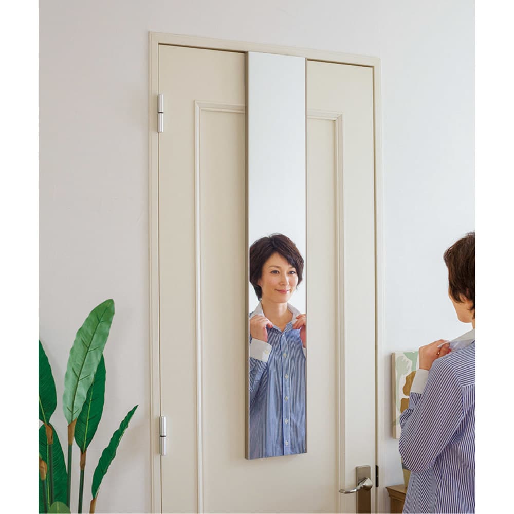割れない軽量フィルムミラー ドア掛けタイプ 20×120cm［細枠フレーム