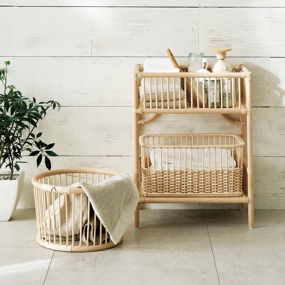 籐のランドリーラック レギュラー2段（脱衣カゴ1個付き） 通販 - ディノス