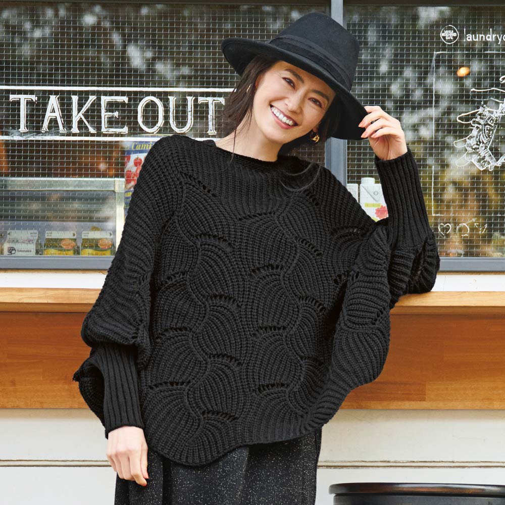 透かし編みドルマンスリーブ ニットプルオーバー 通販 - ディノス