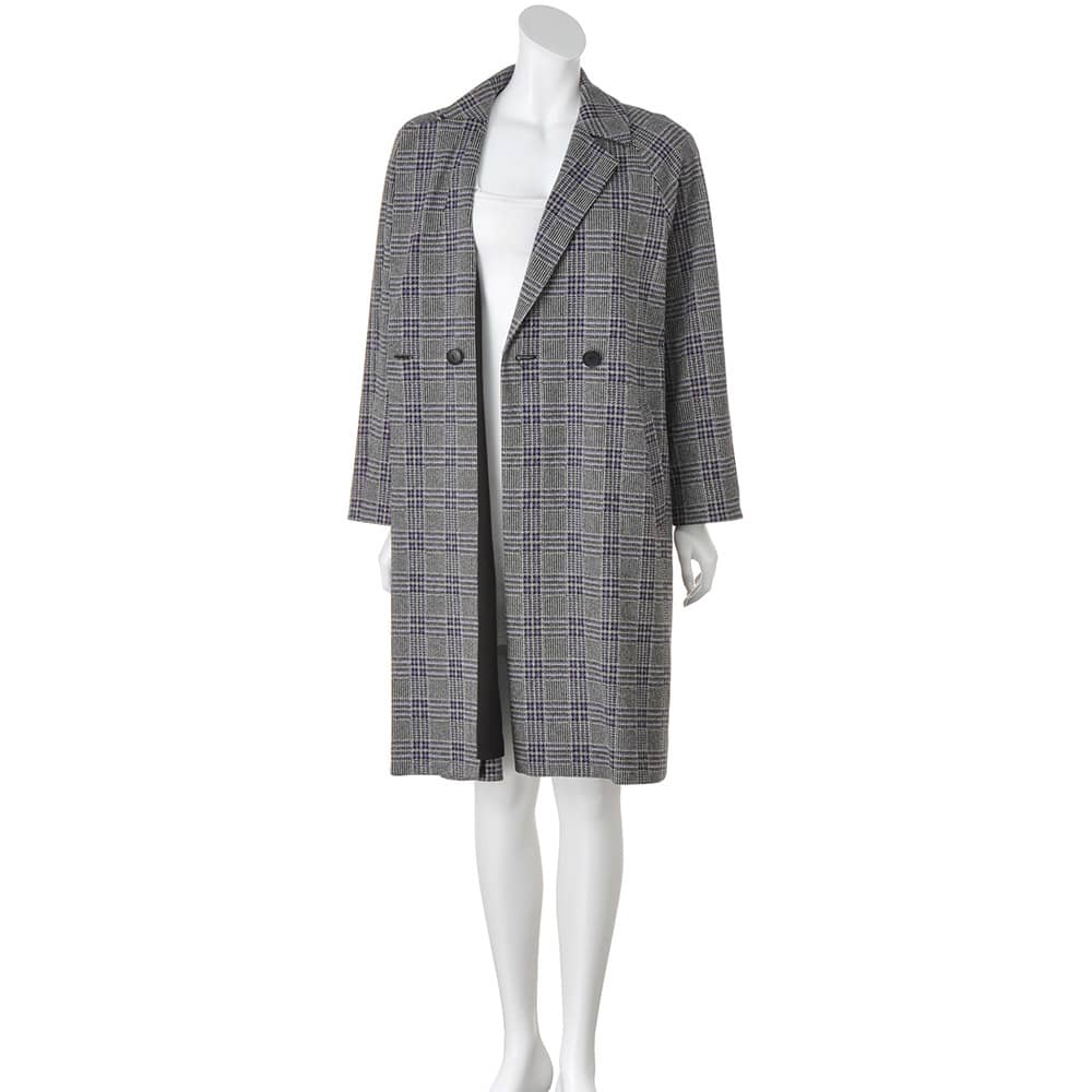 イタリア素材 チェック柄 ジャージー チェスターコート 通販 - ディノス