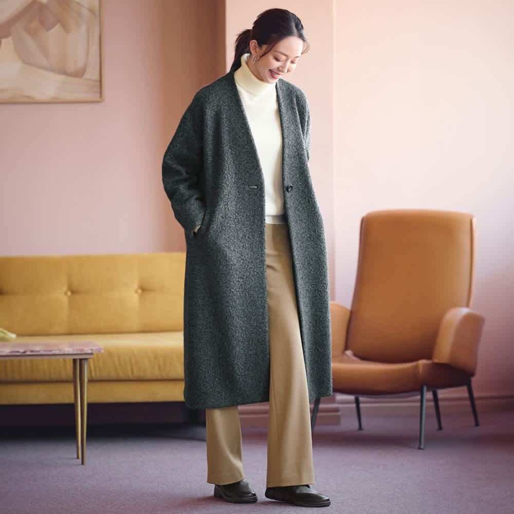 アルパカ混ニット ロング ガウンカーディガン 通販 - ディノス