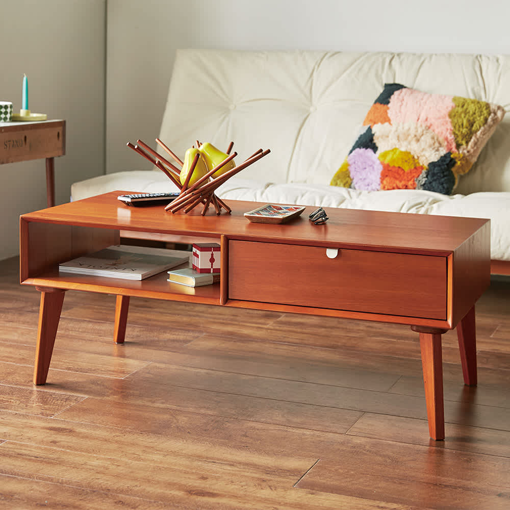 北欧ヴィンテージ風Vカットデザイン リビングテーブル・センター