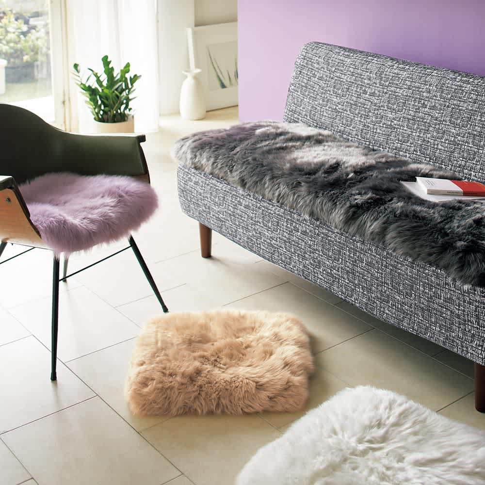 長毛フルスキンMouton/ムートン シートクッション チェアパッド 通販