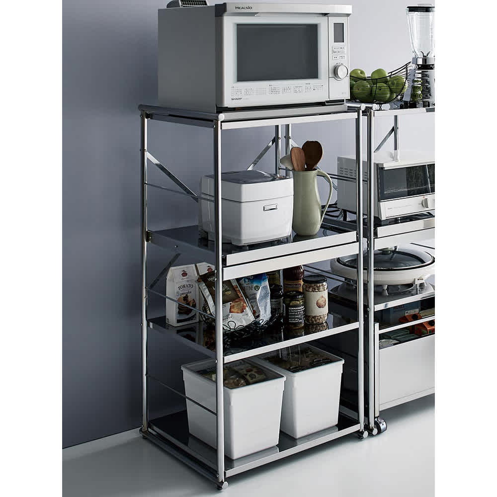 ステンレス大型レンジラック ミドルオープン（幅60cm/幅80cm） 通販