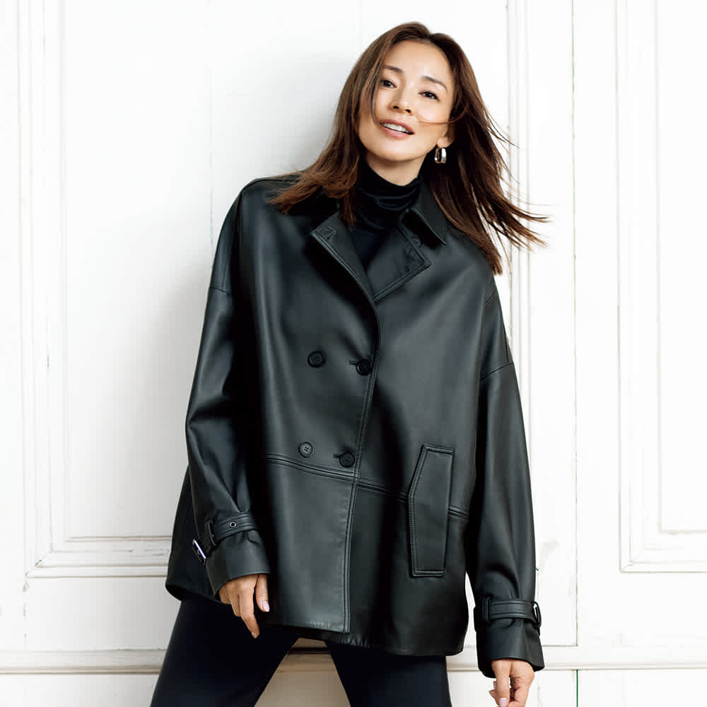 イタリアンラムレザー ダブルブレスト ハーフコート 通販 - ディノス