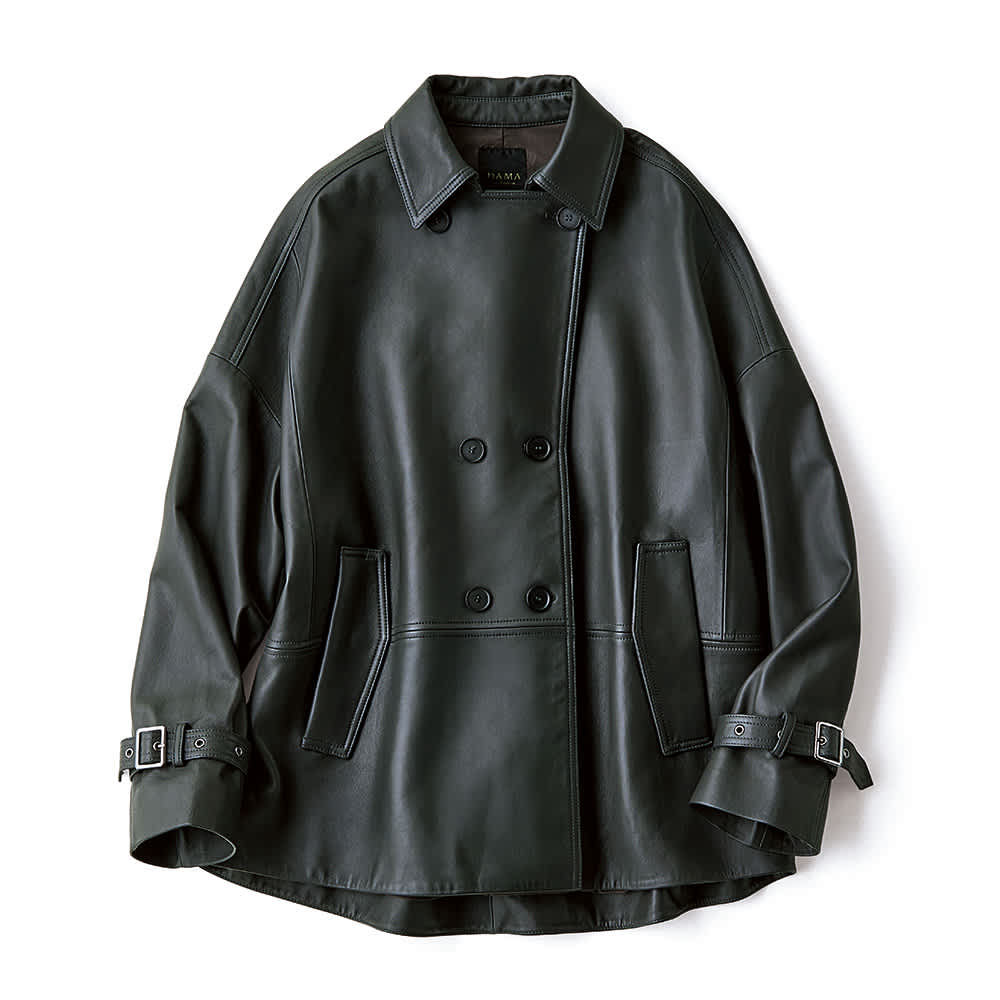 イタリアンラムレザー ダブルブレスト ハーフコート 通販 - ディノス