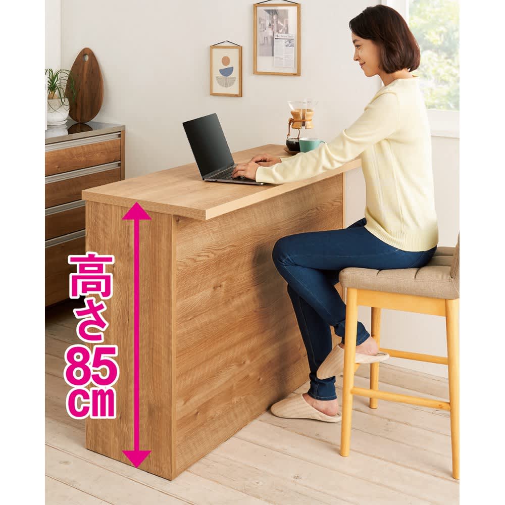 対面キッチンのように使える引き戸式間仕切りキッチンカウンター 幅