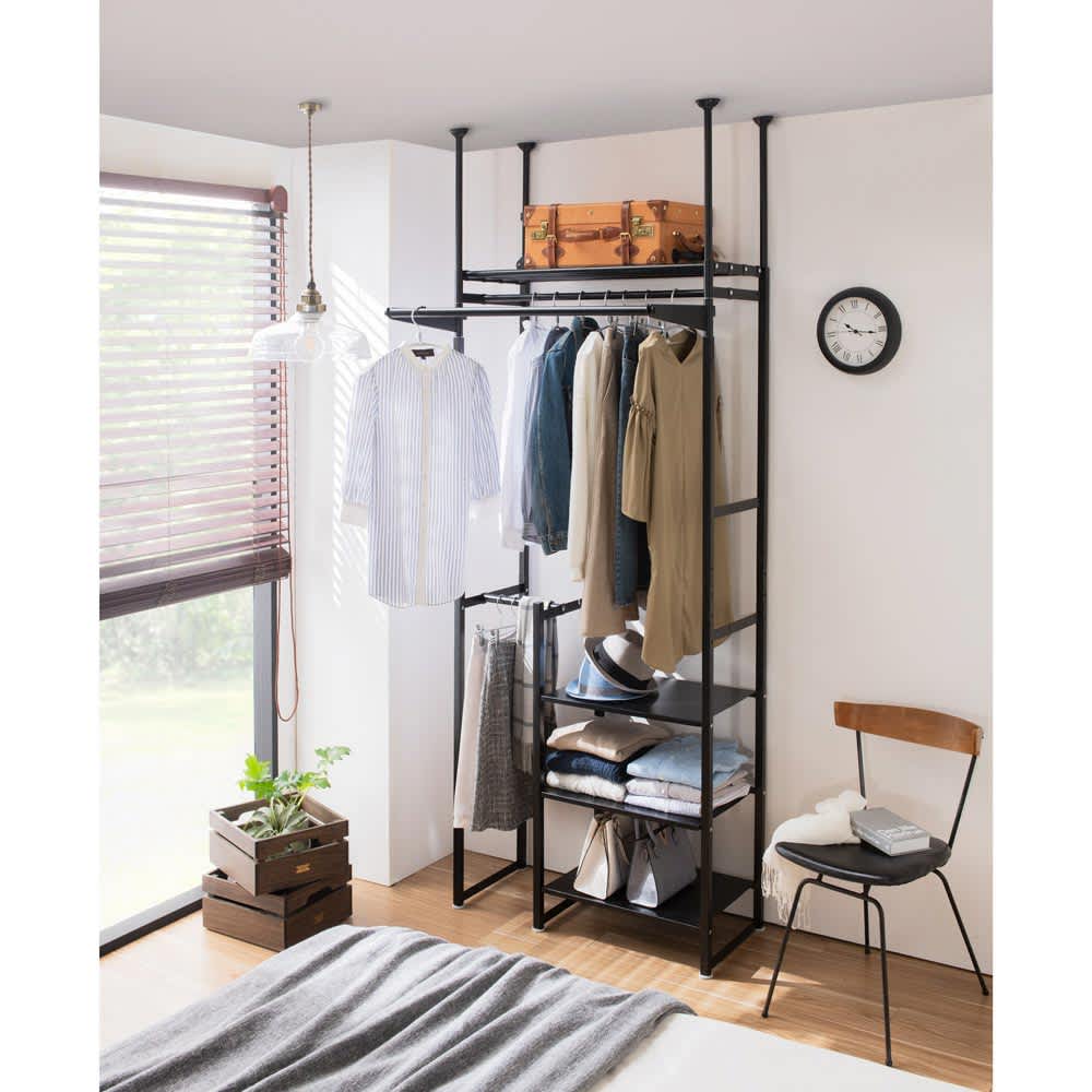 頑丈突っ張りクローゼットハンガー 幅90cm奥行42cm高さ208cm～258cm