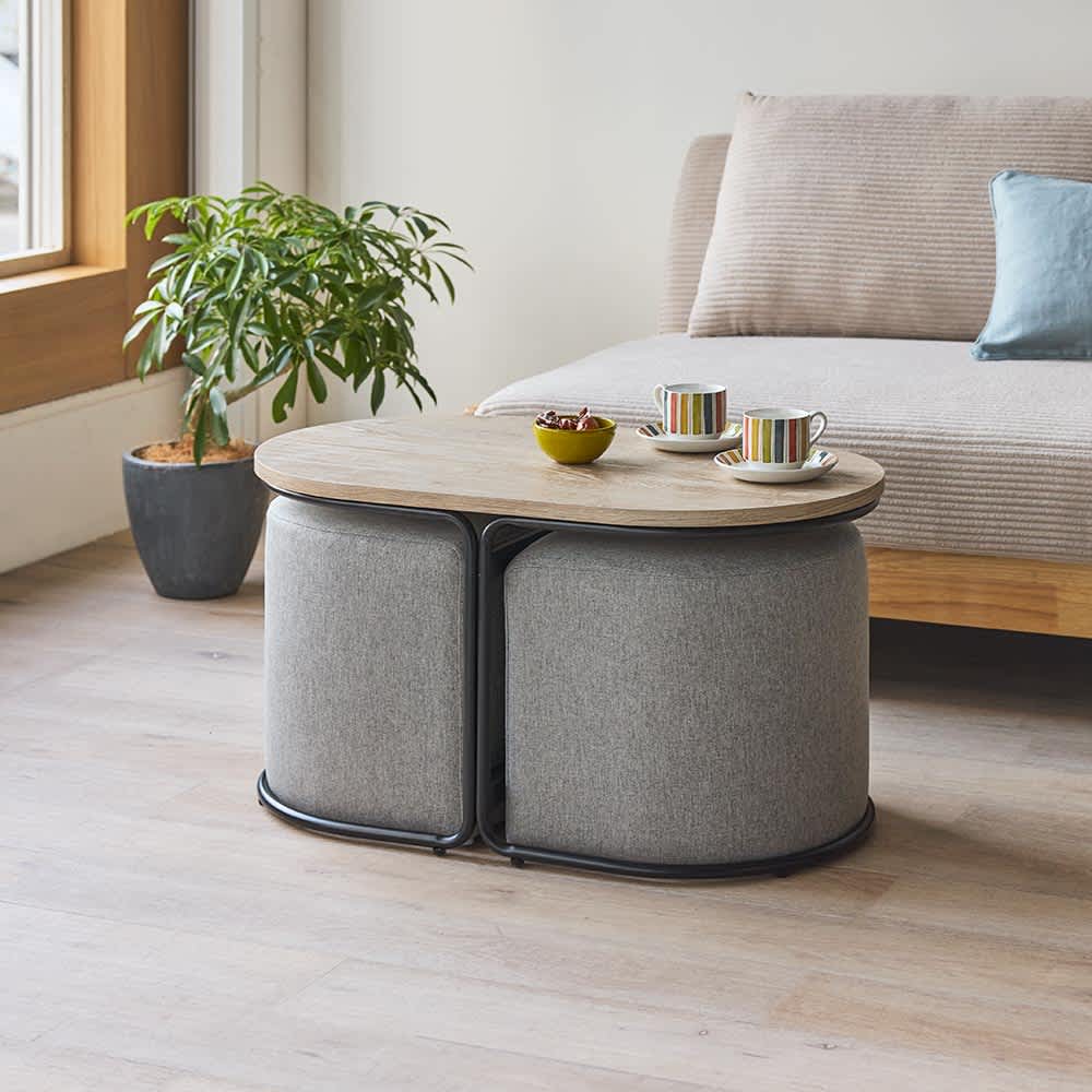 スツール付きサイドテーブル 幅79cm 通販 - ディノス