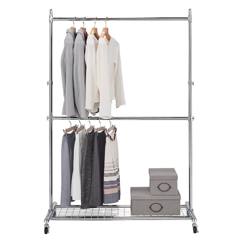 プロ仕様 上下2段頑丈ハンガーラック 幅87cm 通販 - ディノス