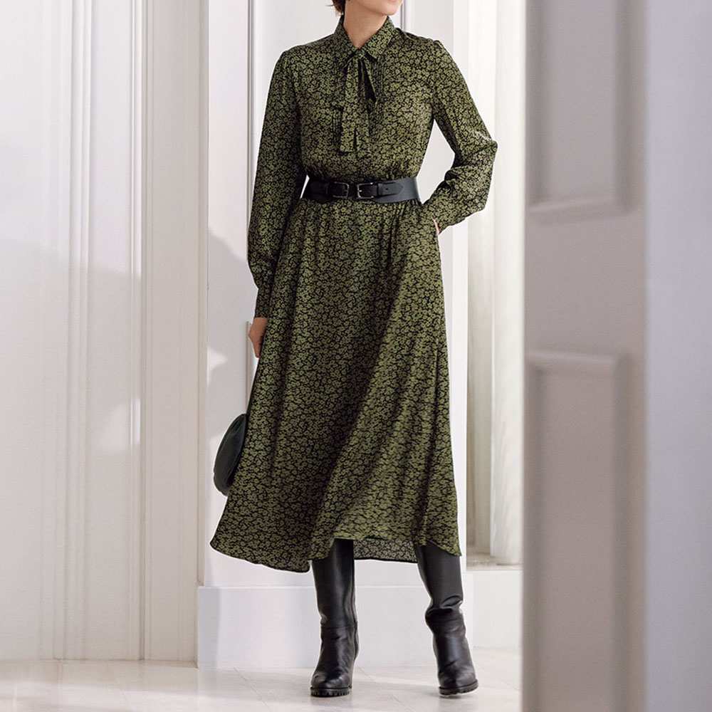 イタリア素材 花柄ボウタイワンピース 通販 - ディノス