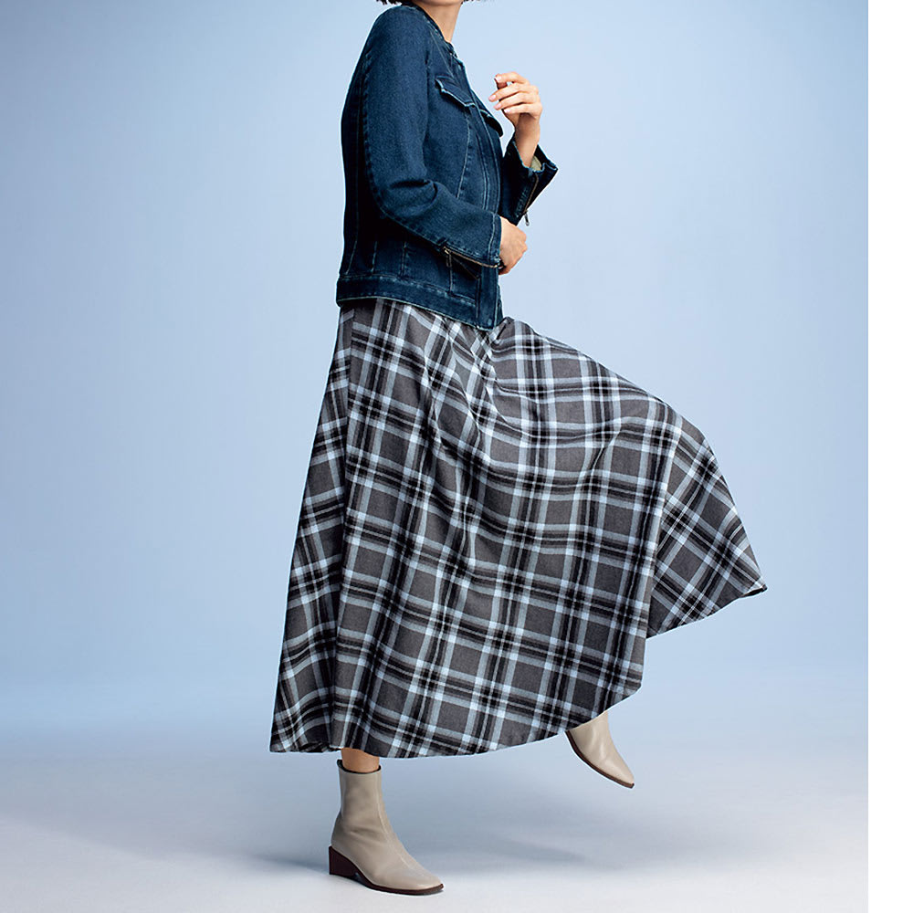 イタリア素材 先染めコットン チェック柄スカート 通販 - ディノス