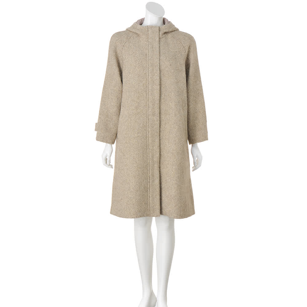 イタリア素材 ウールアルパカ ヘリンボーン フーデッドコート 通販